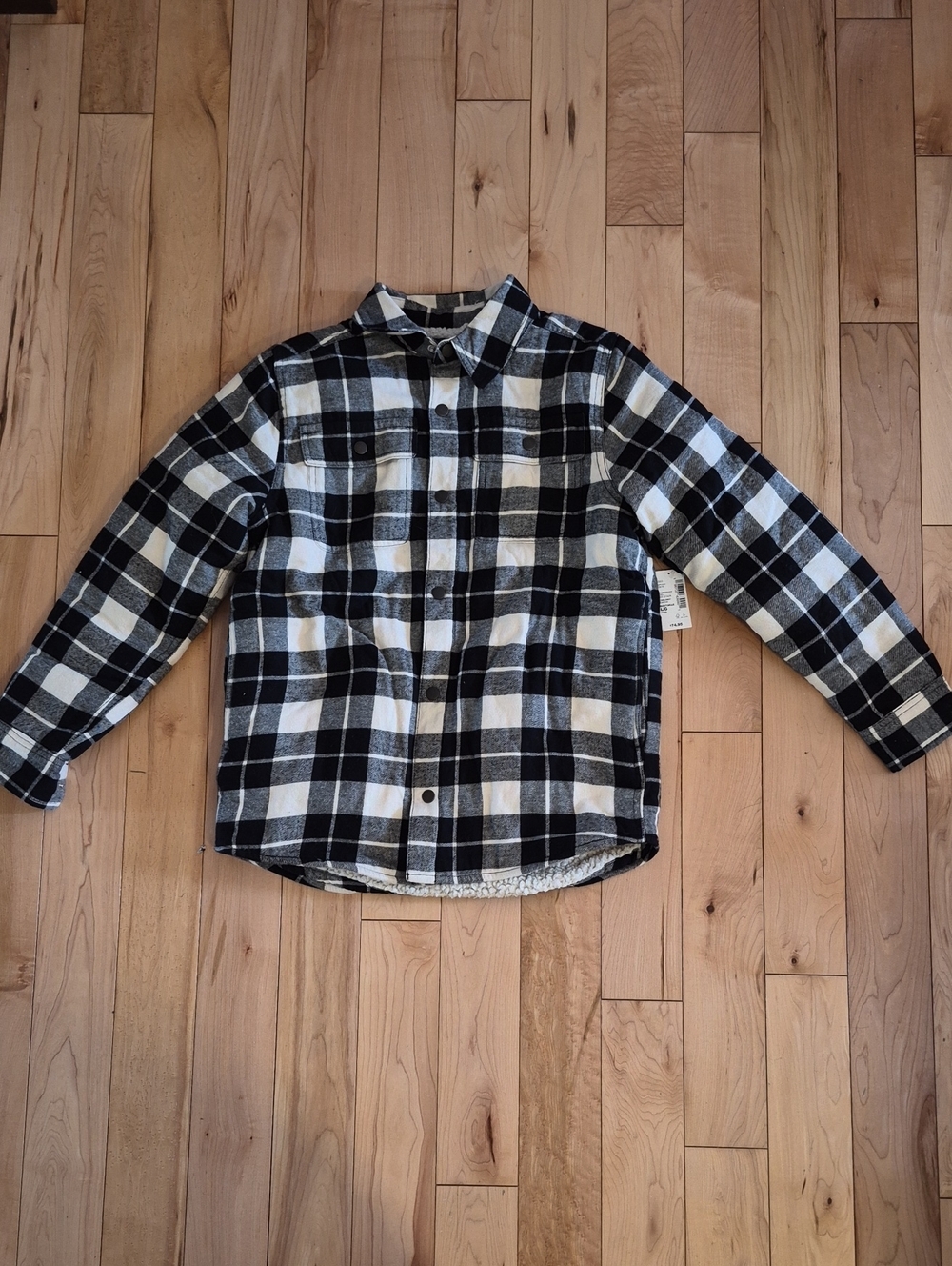 Boys Size 10/12 Brand New The Children's Place Black and White Plaid Shacket